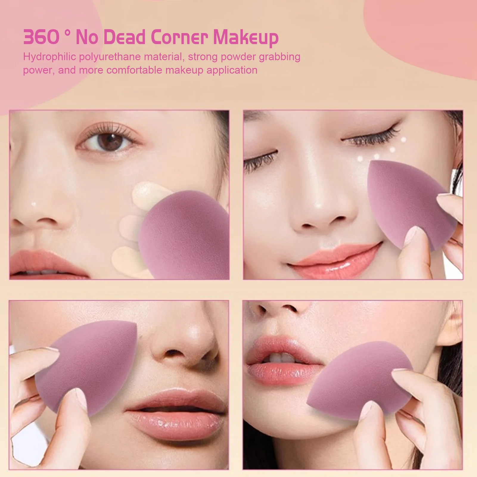 14PCS Makeup Sponge Set - Multicolor Makeup Sponge Blender Beauty Egg Mini Puff Thumb Sponge & Cotton Puffs Women Cosmetic Tools