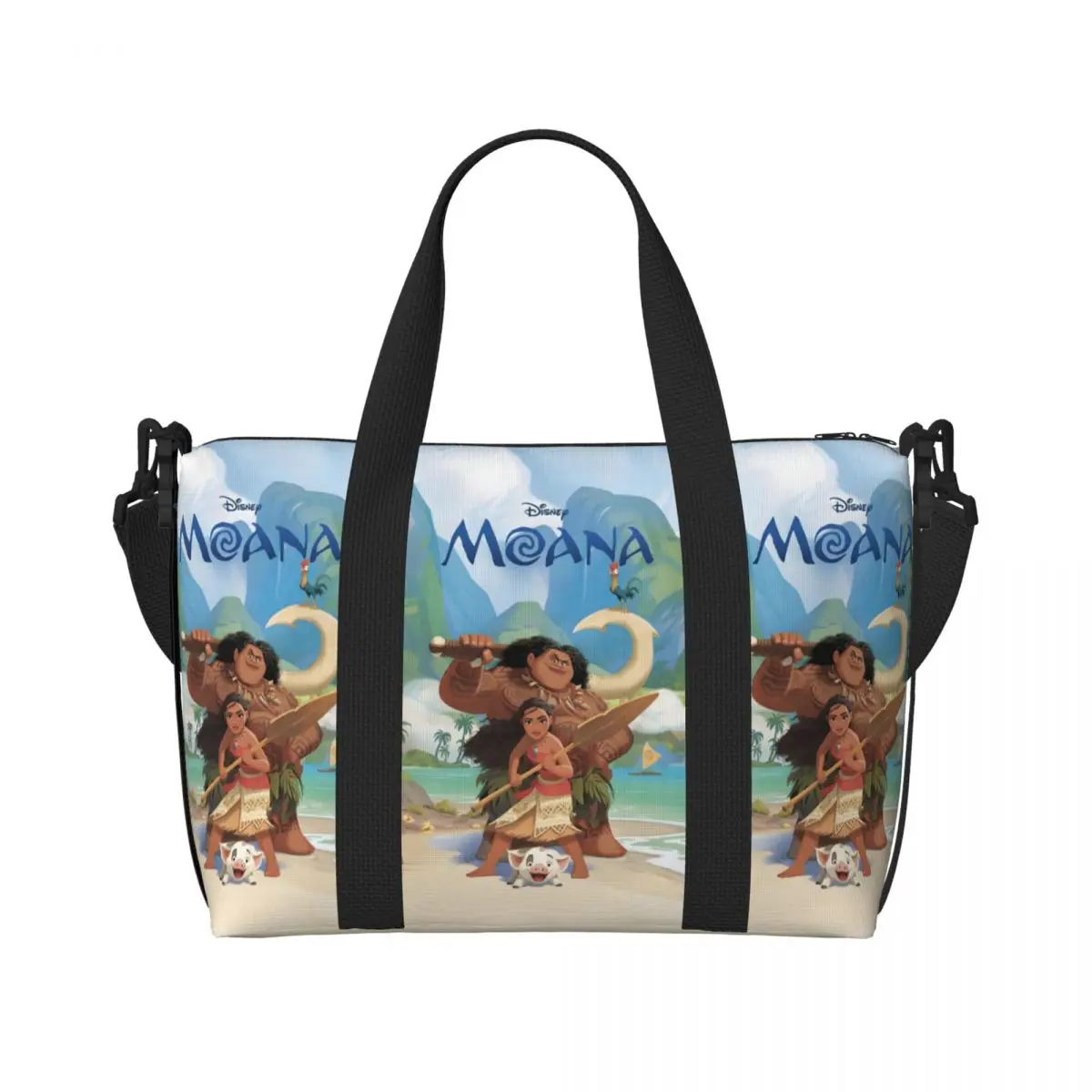 

Пляжная большая сумка Moana на заказ, женская пляжная дорожная сумка в стиле аниме с большим отделением для спортзала