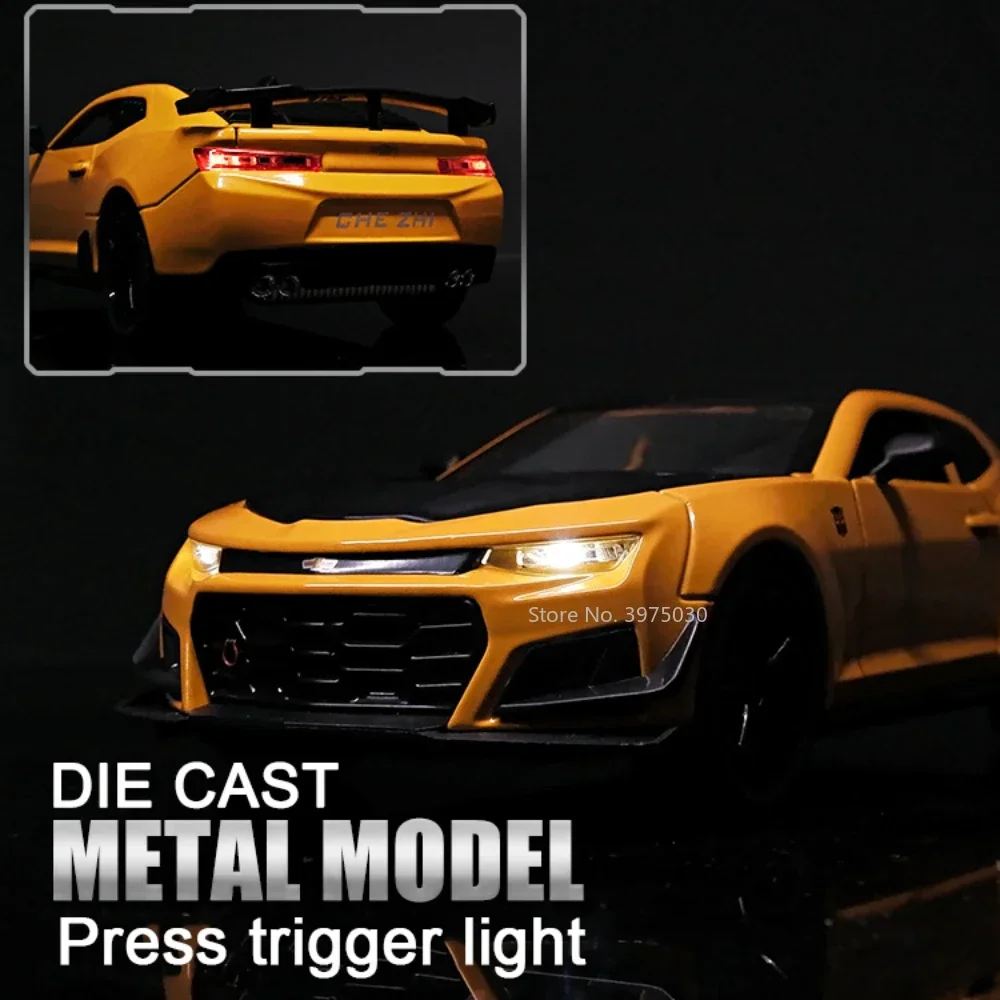 Maßstab 1:24 Chevrolet Camaro Autos Miniaturmodelle Spielzeug Legierung Diecast Sound Licht Fahrzeuge Zurückziehen Sportwagen Kind Erwachsene Geschenke