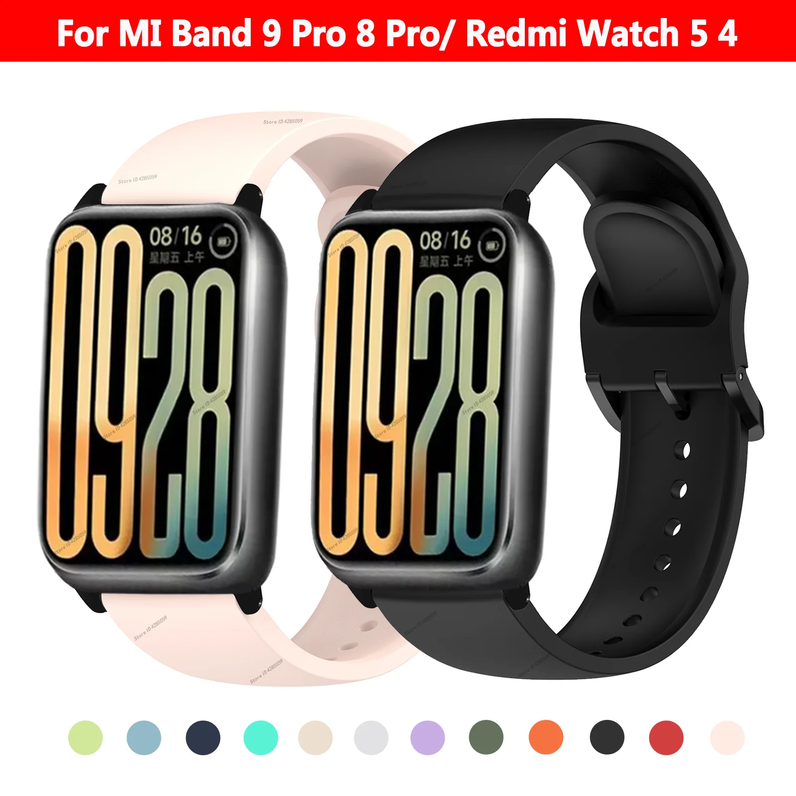 Silicone Strap For Xiaomi Smart Band 8-9-10 Pro Watch Sport Strap Bracelet Watchband For Redmi Watch 6Lite-6-5-4 Accessories