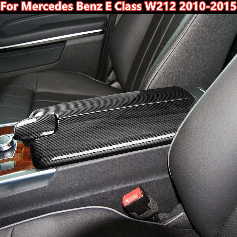 Carbon Fiber Center Armrest Box Cover For Mercedes For Benz E Class W212 2010-2015 Auto Interior Accessories