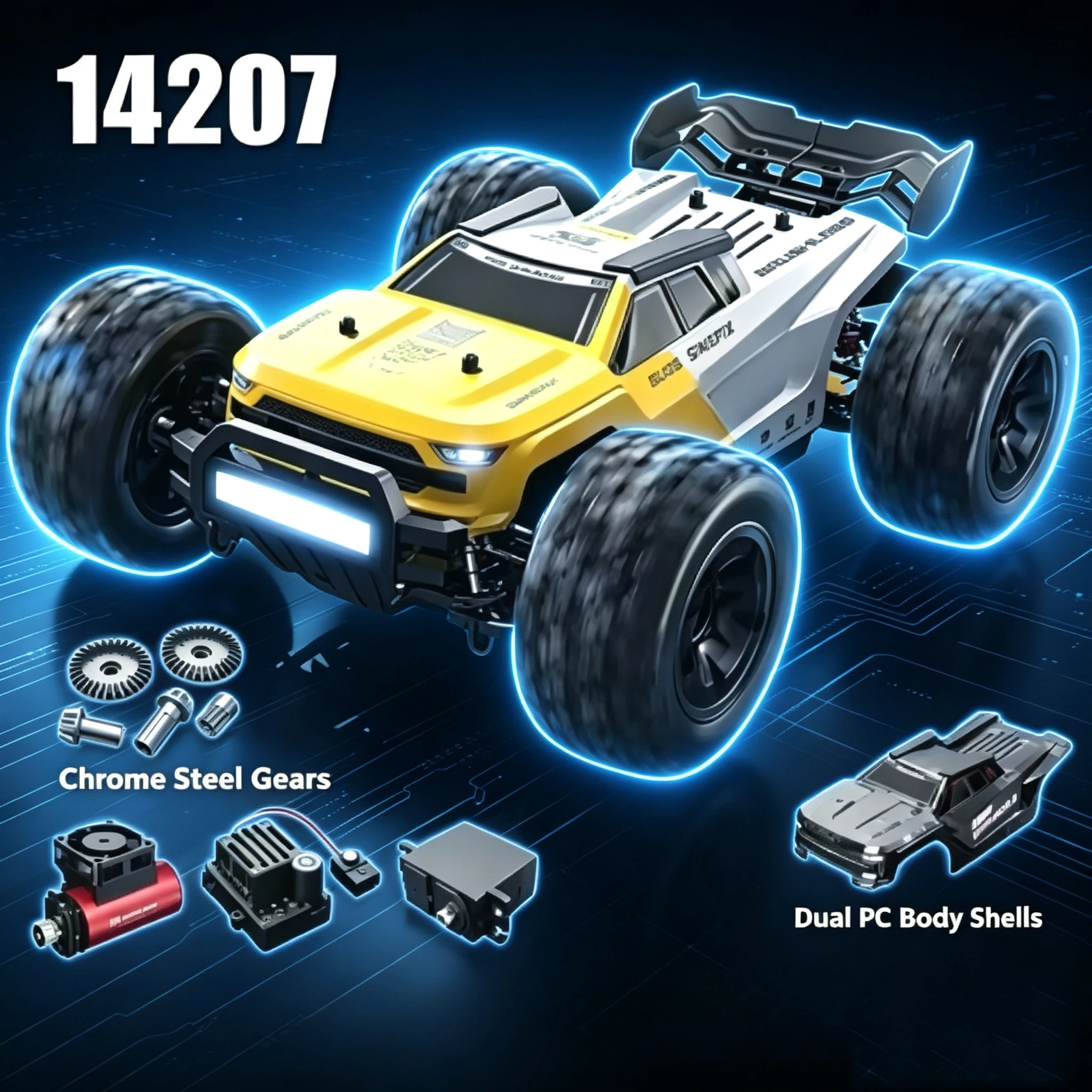 MJX 14207 1/14 Remote Control Off-Road Vehicle Chrome Steel Gears Hydraulic Shock Absorber Remote Control Climbing Car Toy