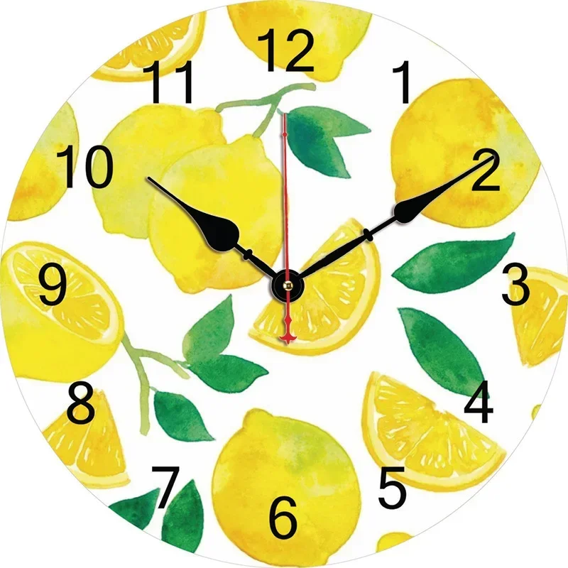 Fruit Lemon Custom Large Clock Living Room Home Decor Round Wall Clock Quartz Table Clock Children Bedroom Wall Decoration