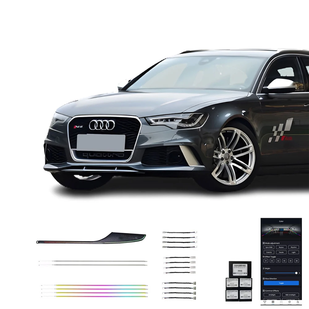 

12-18 AUDI A6 RS6 Carbon Fibre Stripe Sport Ambient Light Optional Trims 20 in 1 Car Interior Ambient Light