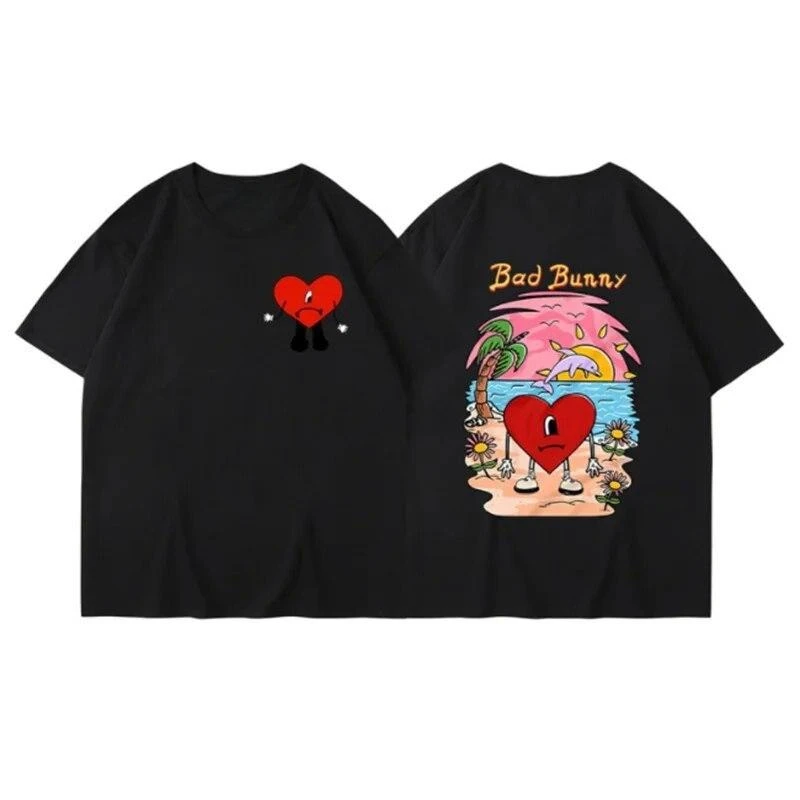 

Bad Bunny UN VERANO SIN TI Pattern Printed Summer Men's and Women's Round Neck T-shirt Casual Cotton Short Sleeve Top