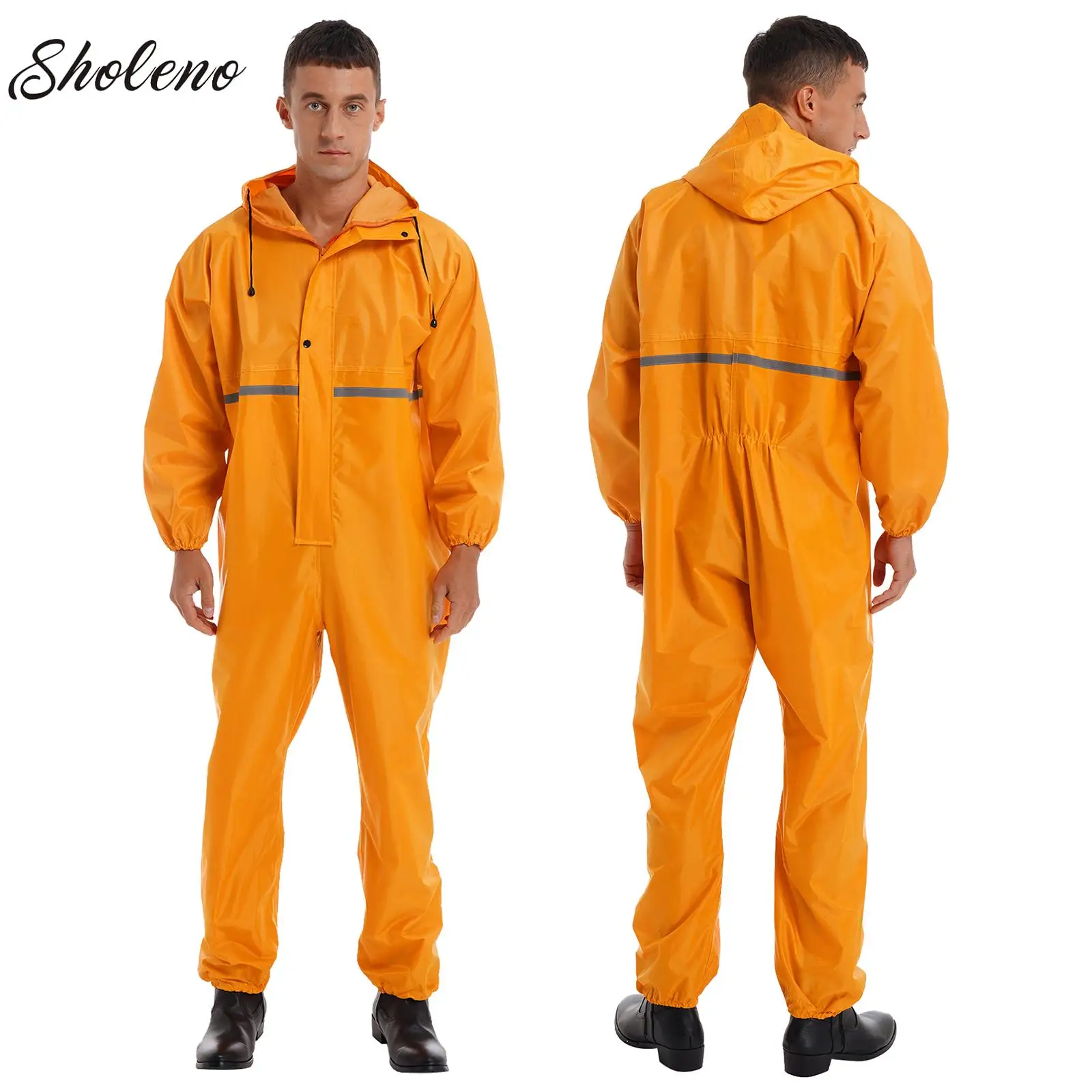 結合レインコートオーバーオールフード付き男性と女性レインスーツフード付きペイントスプレーユニセックス防水レインコート作業服安全スーツ
