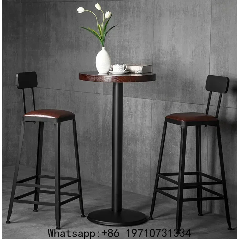 

Modern Minimalist Bar Chairs Iron High Stools Kitchen Comfortable Backrest Counter Seat Stable Load-bearing Restaurant Furniture