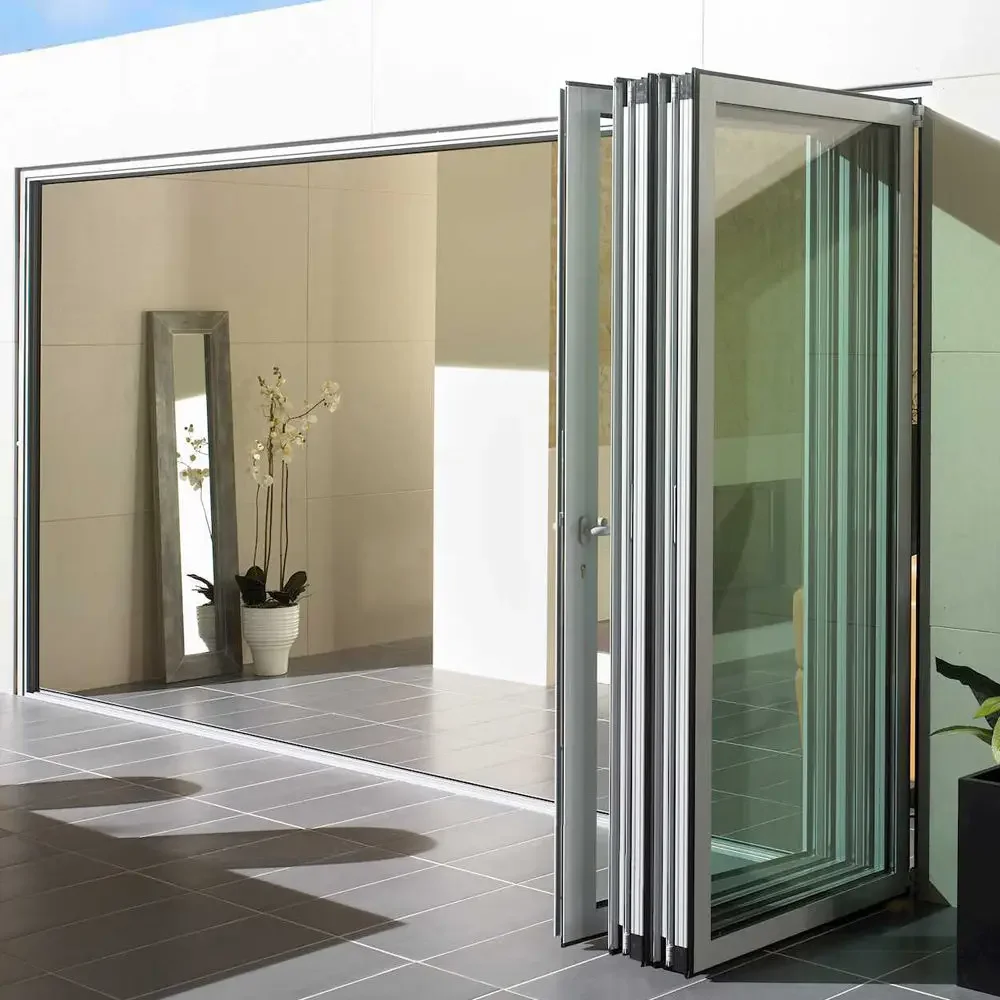 Fashionable External Entrance Folding Door Value for Money Aluminum Glass Accordion Folding Doors Rainproof Fold Up Doors
