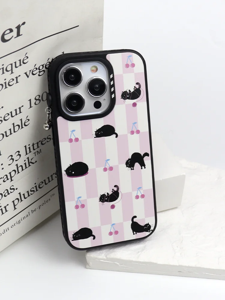 Compatible for iPhone 16 15 14 13 Pro Max Plus  Case Cute Durable Fashion Funny Phone Case Girly Kitty Cat Pattern Print Cover