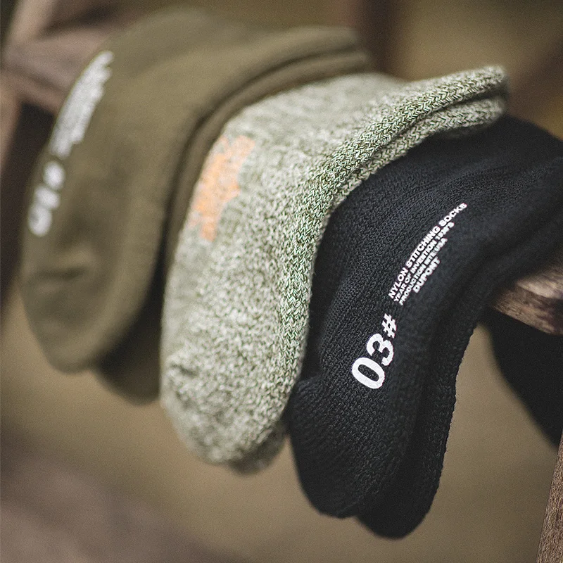 جوارب Maden Men's متماسكة متوسطة الساق شتوية قابلة للتنفس دافئة بلون سادة كاجوال للارتداء اليومي جوارب مريحة ناعمة #1