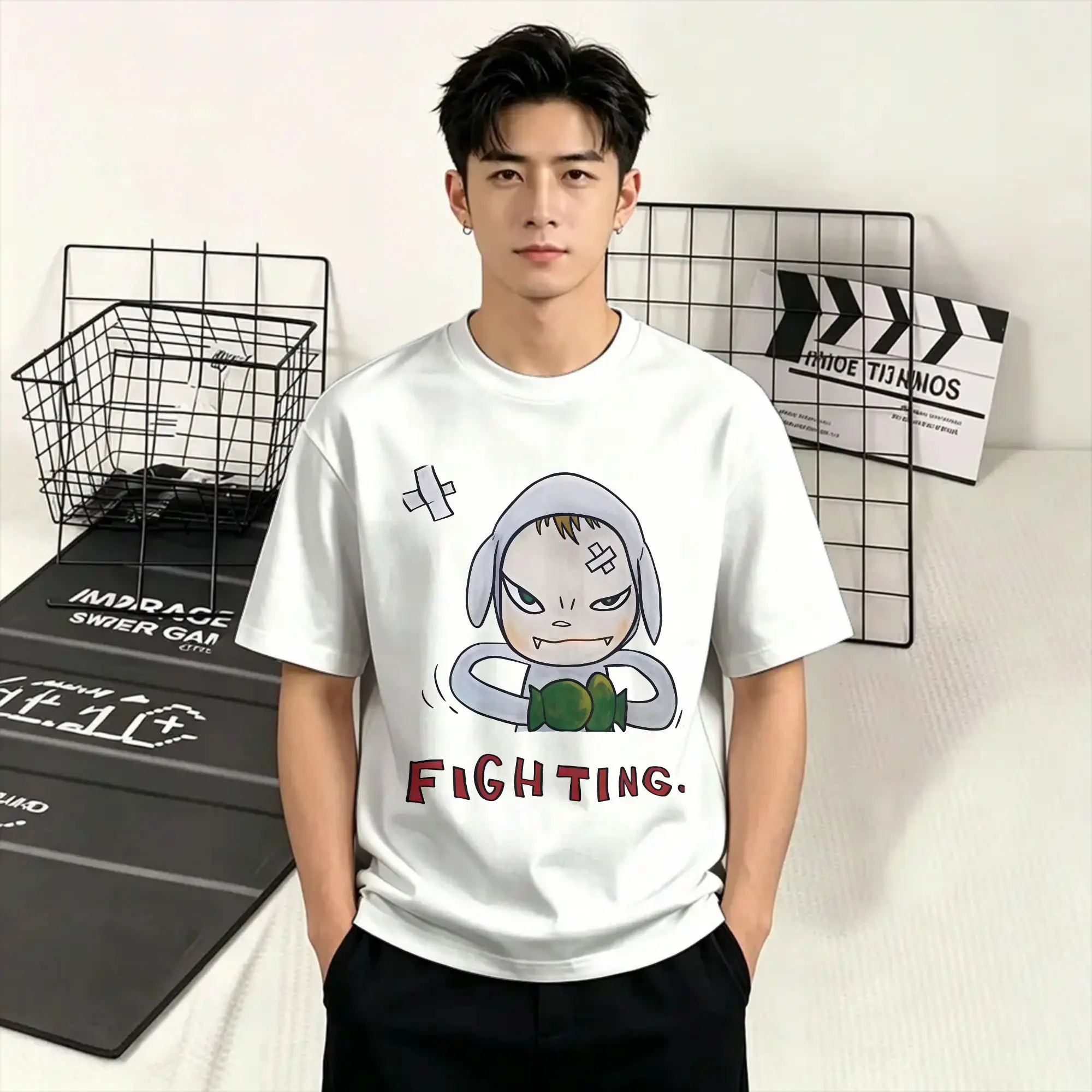 Streetwear T Shirt Summer Yoshitomo Nara Novelty T-Shirts  Pure Cotton Tshirt for Men's Y2K Classic Print Short Sleeve Clothing