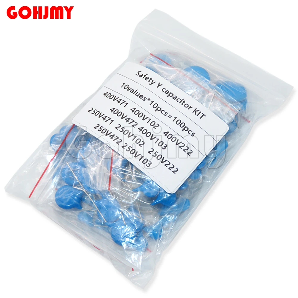 DIY KIT 100PCS/Set Safety Capacitor KIT 400VAC 250VAC 471M 102M 222M 472M 103M 10Values Each 10PCS