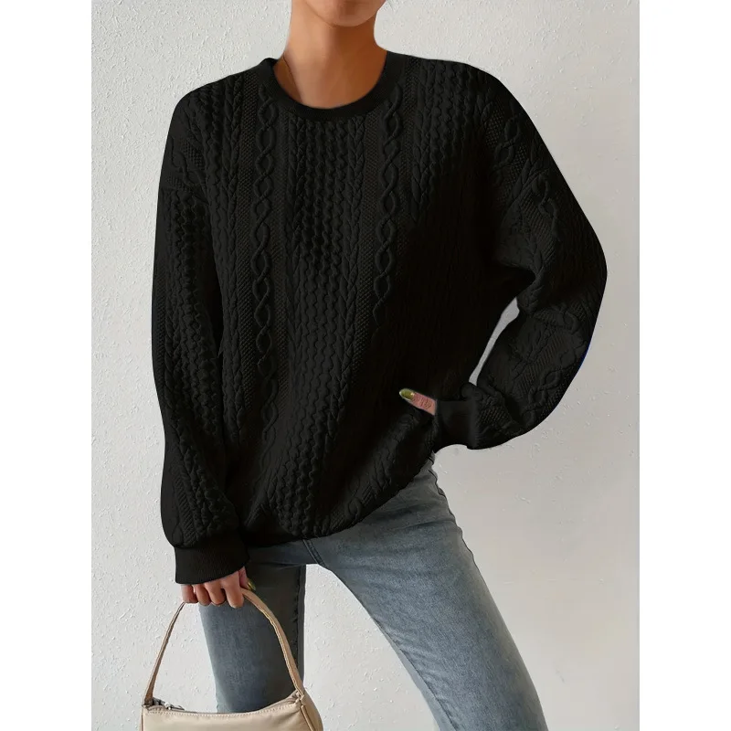 

Loose Crew Hoodie round Neck Sweatshirt Comfortable Unisex Knittedwear Cross-Border Fashion Spring 2026 Non-Shrinking Fabric
