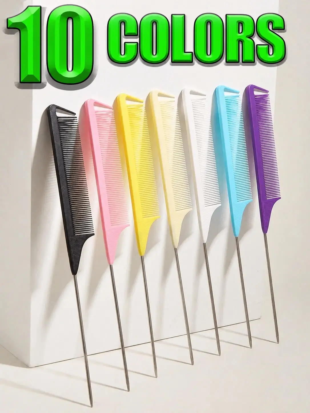 

1/2/3/4/5/10/20pcs Rat Tail Comb, Steel Pin Carbon Fiber Heat Resistant Teasing Comb, Candy Colored Professional Pointed Tail Anti-Static Parting Comb For Women, Salon Stylists, Ordinary Hair Or Tangled Hairstyles