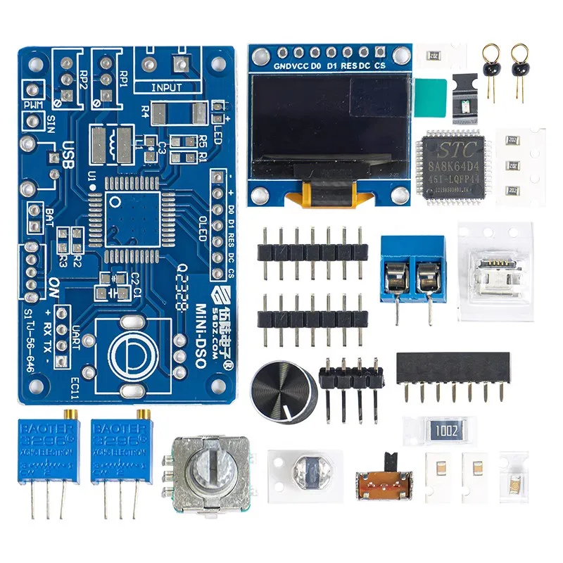 Mini DOS LCD Oscilloscope Kit STC8K8A Single Chip Microcomputer Electronic Welding Training and Production of Loose Parts