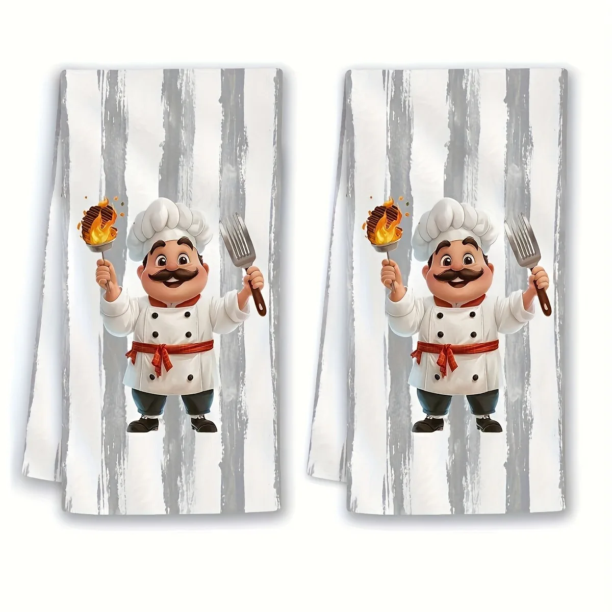 2Pcs, Chef Striped Kitchen Towels, 40Cm*60Cm Towel Set, Best