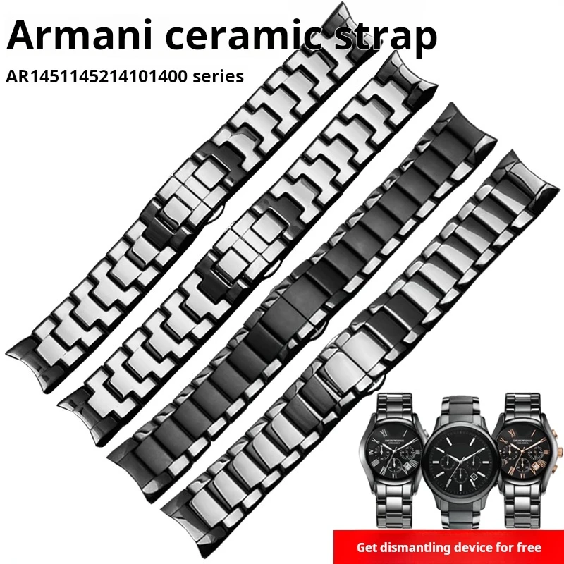 حزام ساعة سيراميك عالي الجودة لساعة أرماني AR1451 AR1452 AR1400 AR1410 AR1421 AR1440 ملحقات سوار ساعة رجالي