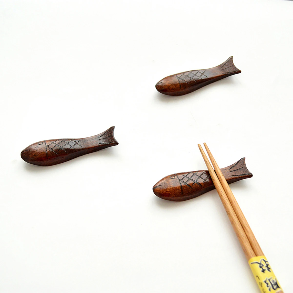 

6 Pcs Chopstick Holder Small Fish Chopsticks Rack Rests Wooden Spoon Fork Chinese Style