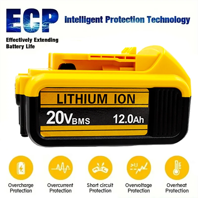 Pro Dewalt 20V 8.0Ah dobíjecí baterie pro Dewalt akušroubovák, vrtačku, šroubovák, klíč, rázový akumulátor DCB205 DCB206 - náhled 2