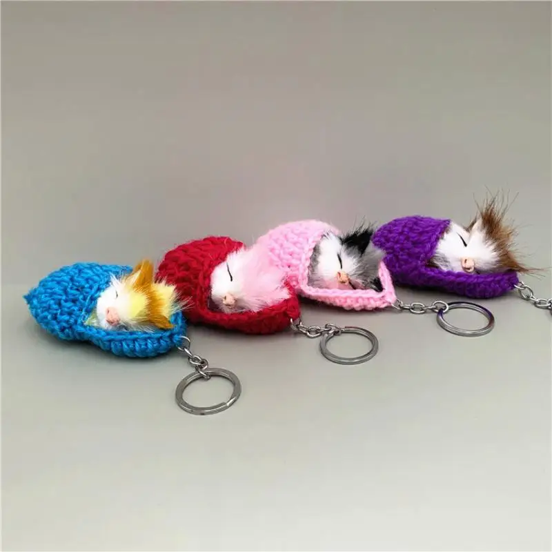 Simulations-Mini-Katzen-Schlüsselanhänger, Niedliche Plüschkatzen mit Ton, Kindergeburtstagsgeschenke, Kreative Katzen-Imitationen, Taschendekoration – Detail 6