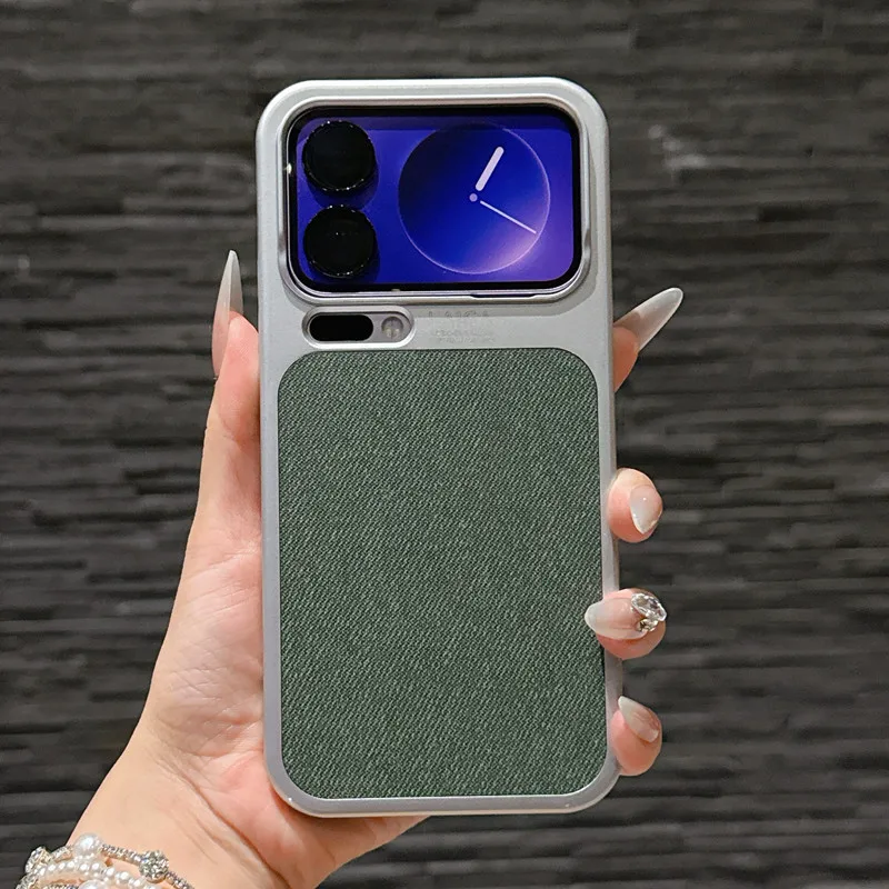 

Solid Color Flax Cloth Magnetic Charging Case For Xiaomi 17 Pro Max Mi 17 Mi17 Pro Luxury Metal Camera Protection Thin Cover