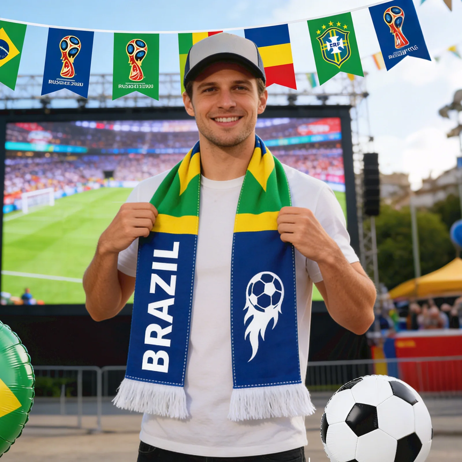 

Creatively Football Themed Scarf Outdoor Fashion Casual Decorative Scarf Soccer Match Sports Events Support Cheering Accessory