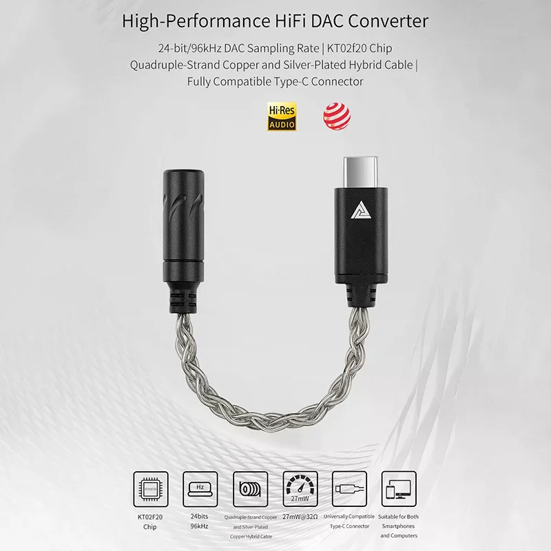DAC Type-C To 3.5mm Jack HiFi Audio  Adapter CX31993 Chip Audio Decoder Upgrade Cable For IPhone16/15