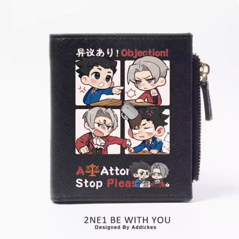 Anime Ace Attorney Fashion Wallet PU Purse Card Coin Zipper Money Bag Cosplay Gift B855