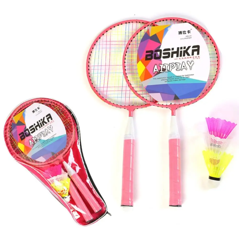 Iron Alloy Children Badminton Rackets with Carrying Bag Lightweight Kids Badminton Set Sports Equipment Family Game Toy