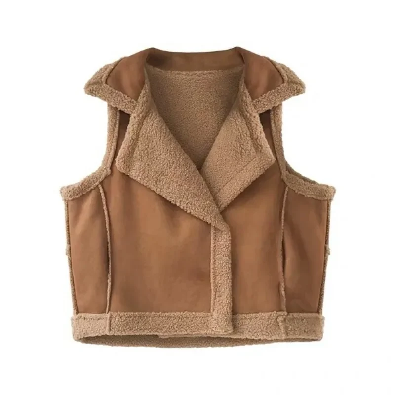 Lamb Wool Vest Women\'s Autumn and Winter New Loose Sleeveless Vest Waistcoat Suede One-piece Suede Vest Jacket