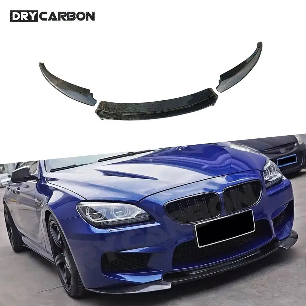 3Pcs Carbon Fiber Front Bumper Lip Splitters for BMW 6 Series F06 F12 F13 M6 Base Sedan Convertible Coupe 2014-2017 Front Lip