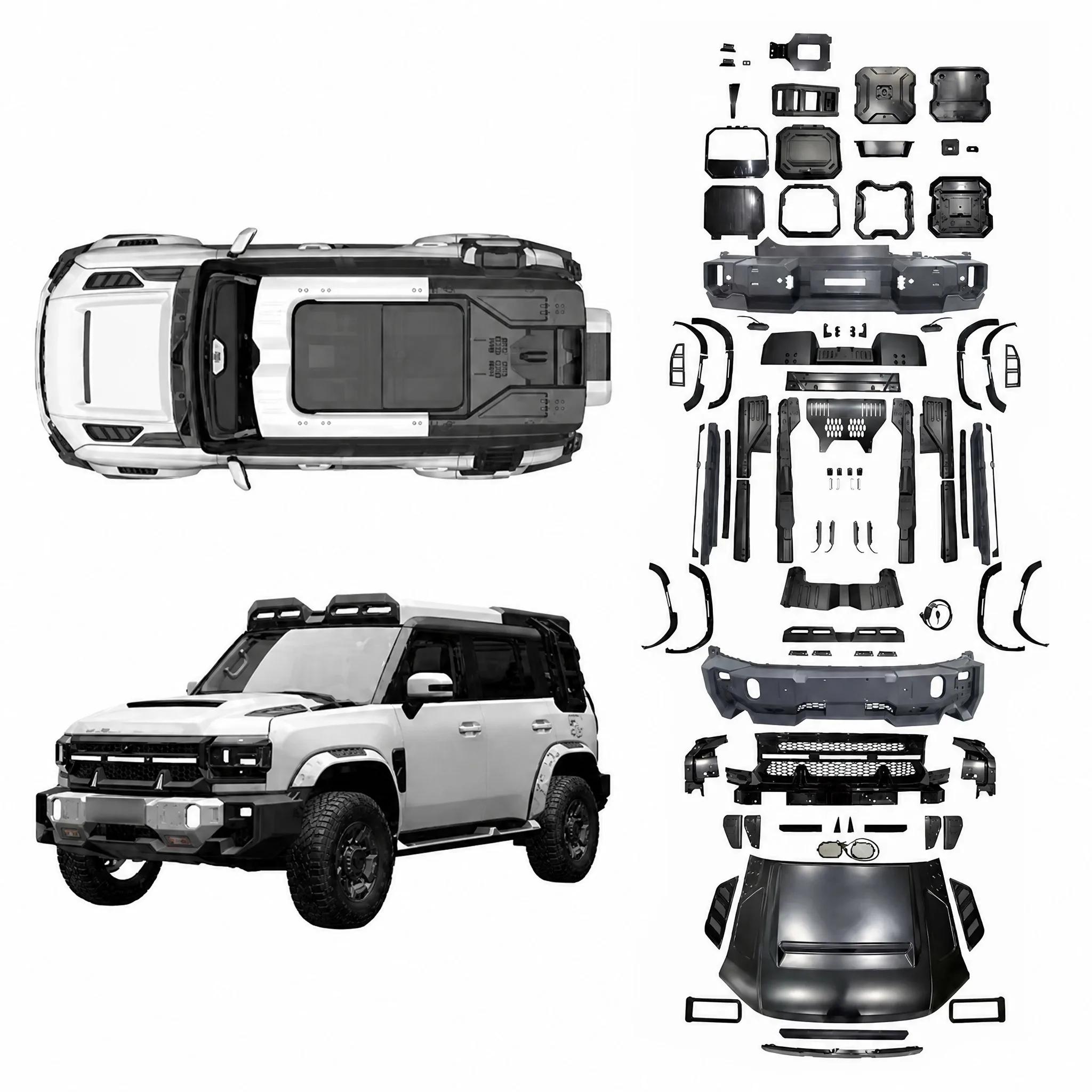 Offroad Starry Sky Exterior Kit Fit Jetour T2 Traveler Bumper Roof Light Wheel Arch Side Skirt Spoiler