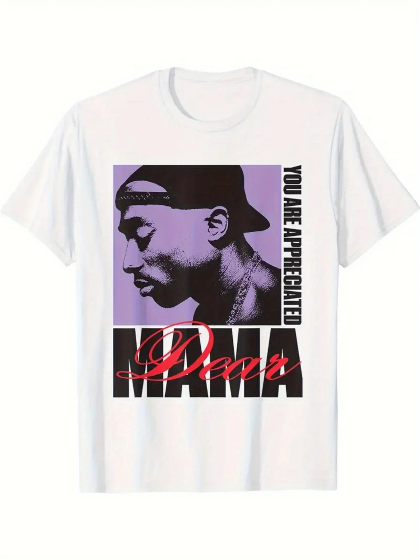 

Официальная футболка Tupac Salute Mom, модная футболка с улыбающимся круглым вырезом и короткими рукавами, стандартный крой, легкая эластичная ткань