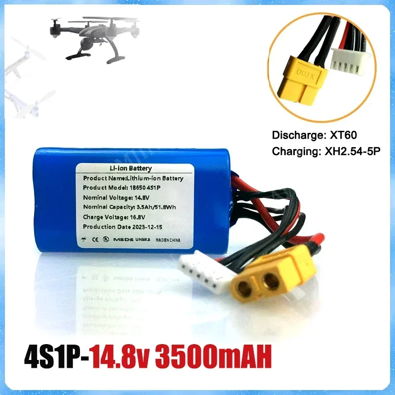 

14.8V 3500mAh Rechargeable Li-ion Battery 4S1P 35Ah 51.8Wh for Various RC Airplane Quadrotor, with Connector XH2.54+XT60