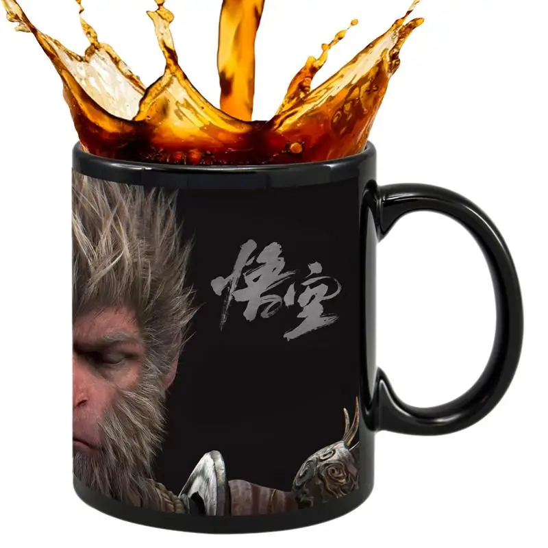 Monkey Coffee Cup Ceramic Coffee Cups Retro Black Mug Black Myth Wukong Ceramic Mug Black Monkey Kingg Wukong Mug Tea Cup