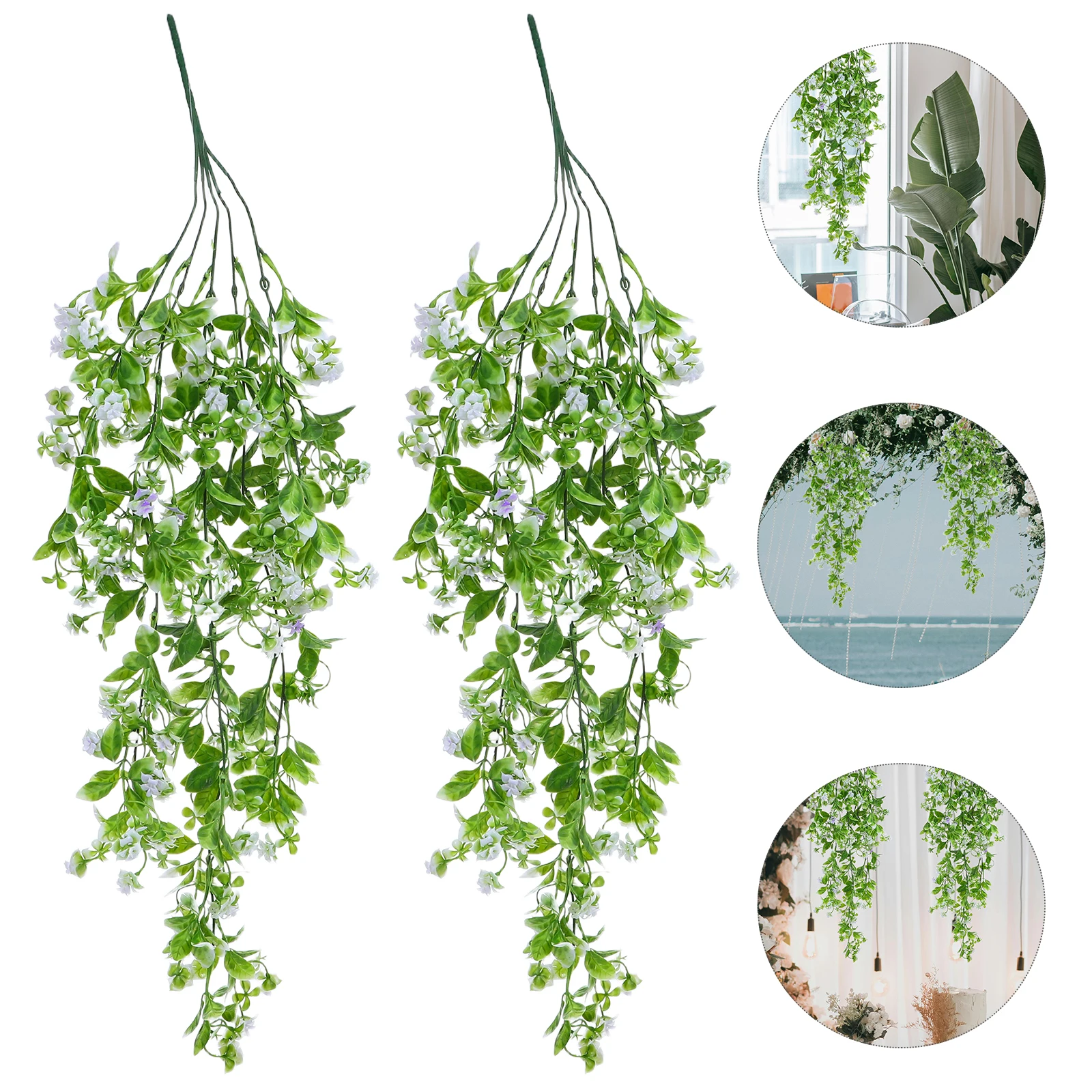 

2pcs Artificial Hanging Plants Fake Vine Decoration Lifelike Greenery Stems Wedding Bedroom Patio Decor Fake Hanging Vine
