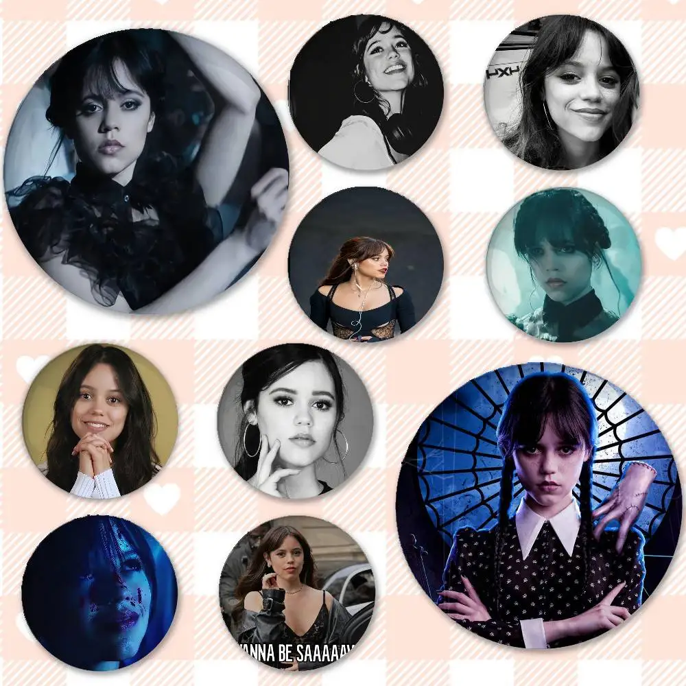 Star Jenna Ortega Badges Tinplate Soft Button Pin Brooch Metal Badge Custom Jewelry Accessories Hat Bag Lapel