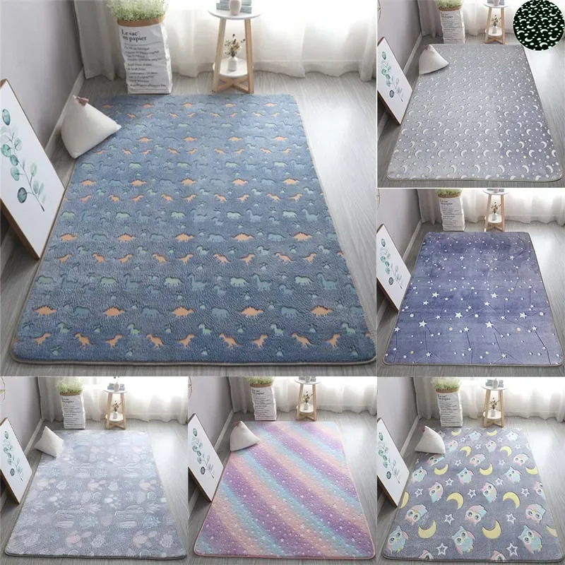 Large Area Rug Carpet Glowing in The Dark Stars for Children Room Decor Funny for Living Room Rectangular Mat for Kids Bedroom