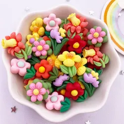 Colorful Various Resin Painted Kawaii Mini Cute A Flower Flatback Cabochon Stone Figurines Christmas DIY Scrapbook Crafts OM132