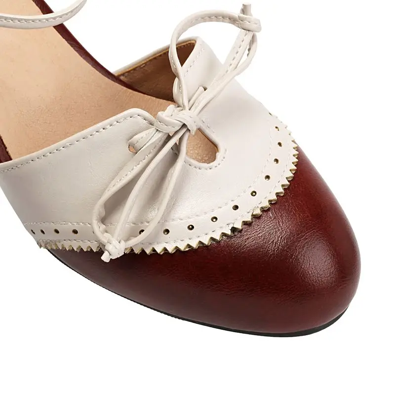Girseaby Retro Women Sandals Round Toe Hook Loop Butterfly Knot Mixed Color Oversize 41 42 43 Sweet Mary Jane Handmade Summer view 3