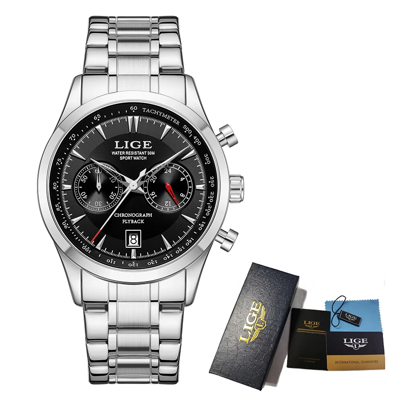 Man Watch LIGE Top Brand Luxury Casual Quartz Watches for Men Stainless Steel Business Fashion Waterproof Auto Date Reloj Hombre