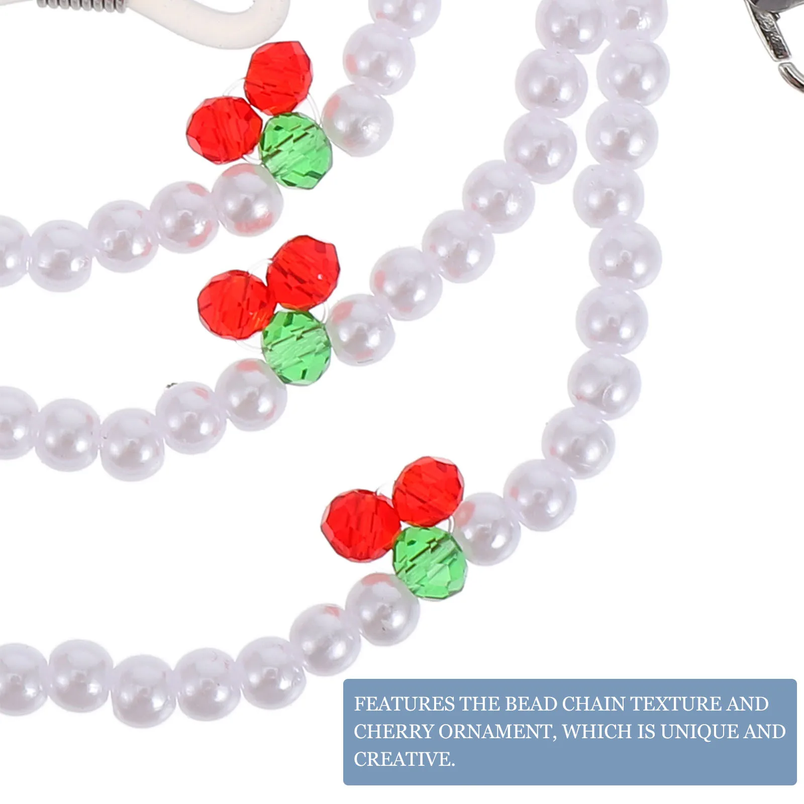 1Pcs Cherry Bead Glasses Chain Delicate Eyeglasses Hanging Chain Mask Strap Beaded Lanyard Stylish Protective Decor