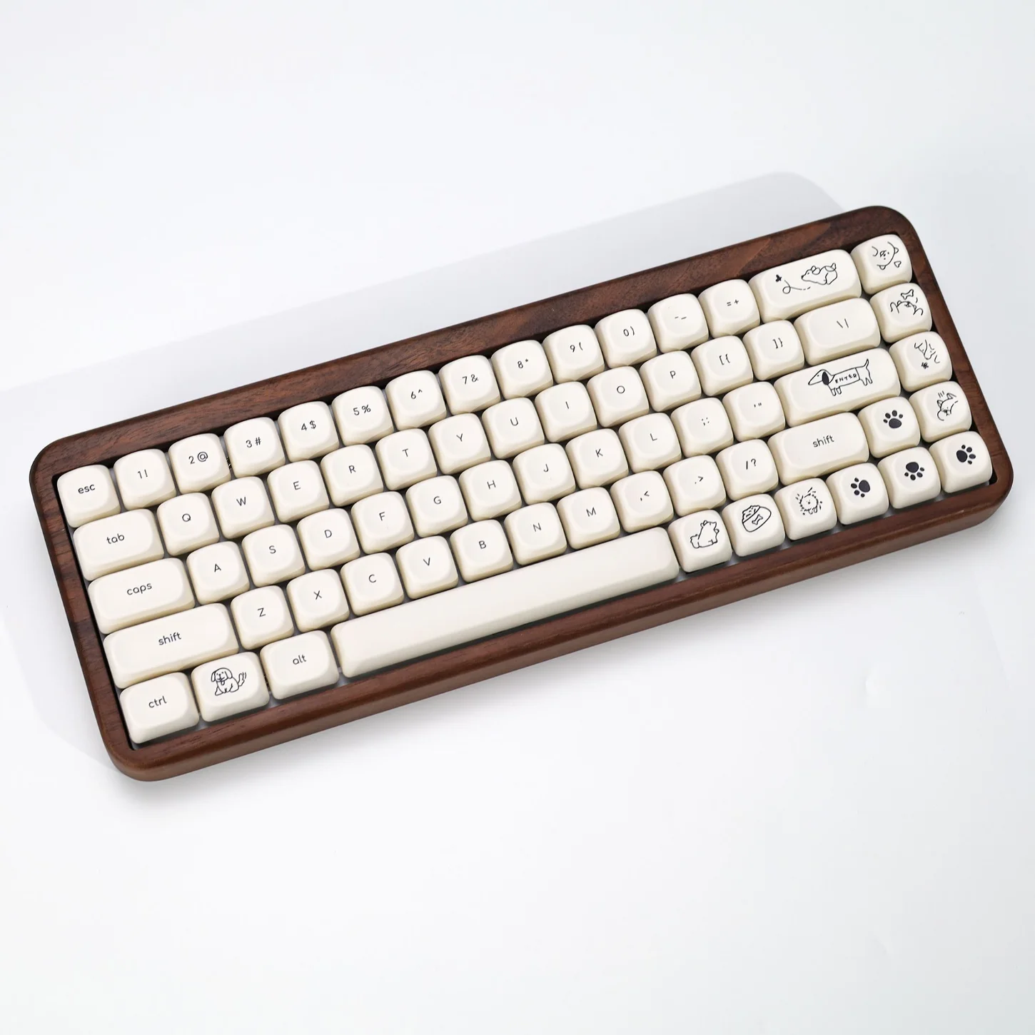 جرو، لطيف حليبي أبيض MOA Keycap PBT مجموعة Keycap الإبداعية، مخصصة للوحة المفاتيح الميكانيكية 60/84/98/108