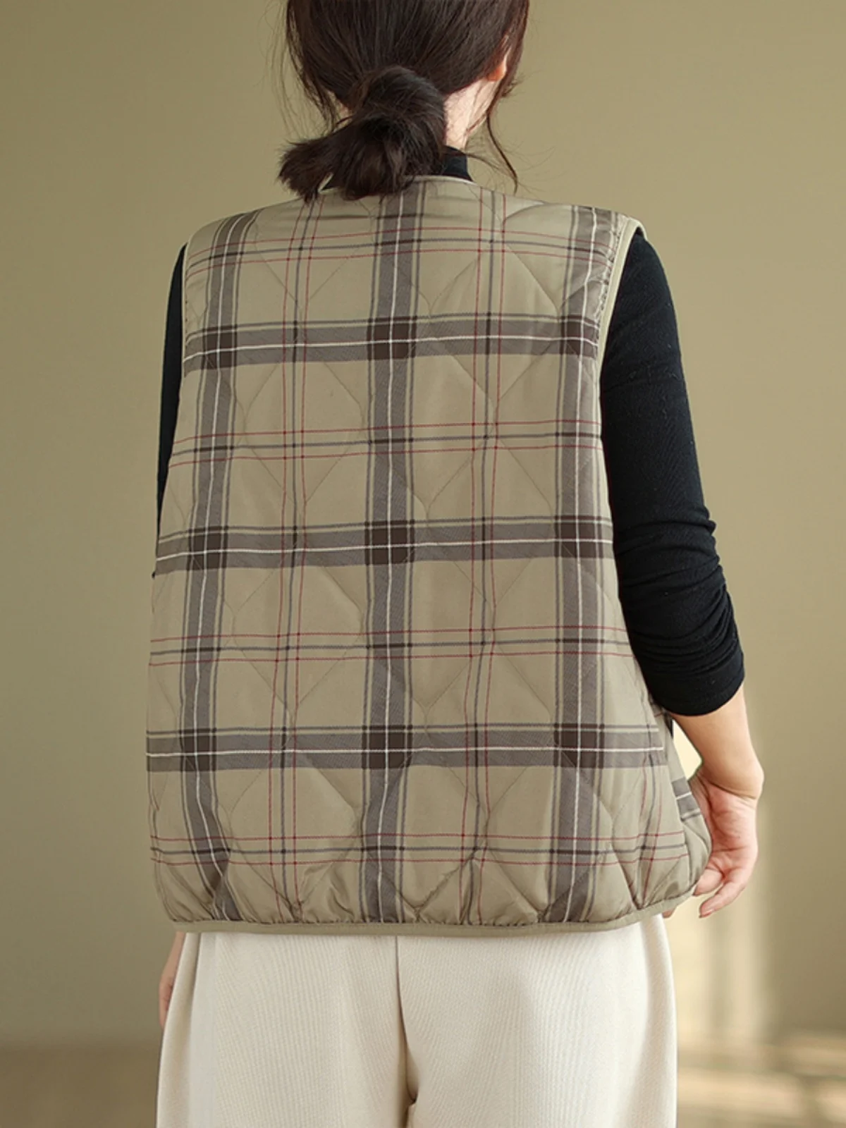 

Женский модный хлопковый жилет больших размеров, осенне-зимняя верхняя одежда, Sli для поездок на работу, круглая застежка на одной пуговице