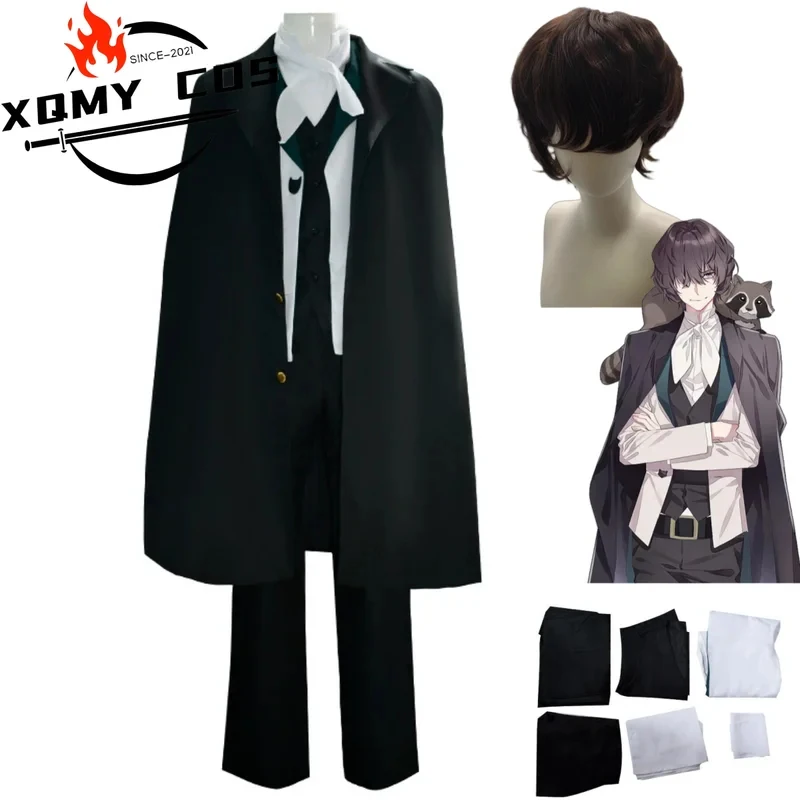 5;e,8\v,5/Anime Bungo Stray Dogs Edgar Allan Poe Cosplay Costume Coat Shirt Trench Cloak Uniform Full Set Wig Man Haf,5'h\8/m' view 4