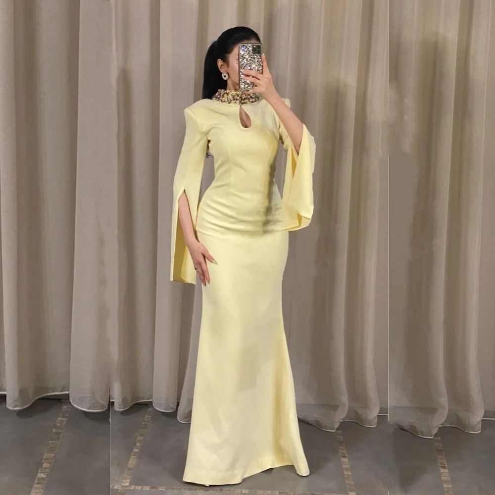 

Customized Jersey High Collar Mermaid Long Dresses Bespoke Occasion Elegant Simple Women Luxury Evening Party Gown Formal