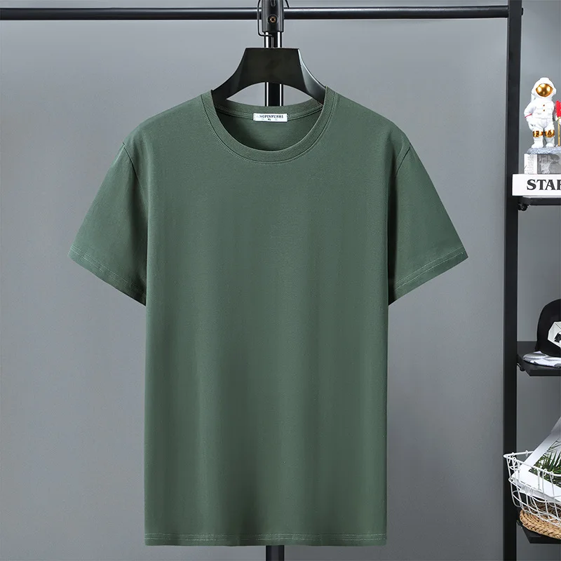 10XL 12XL Plus Size T-shirt Summer Cotton T Shirt Men Short Sleeve Tshirt Casual Tops Tees Male Solid Color Shirt Crewneck