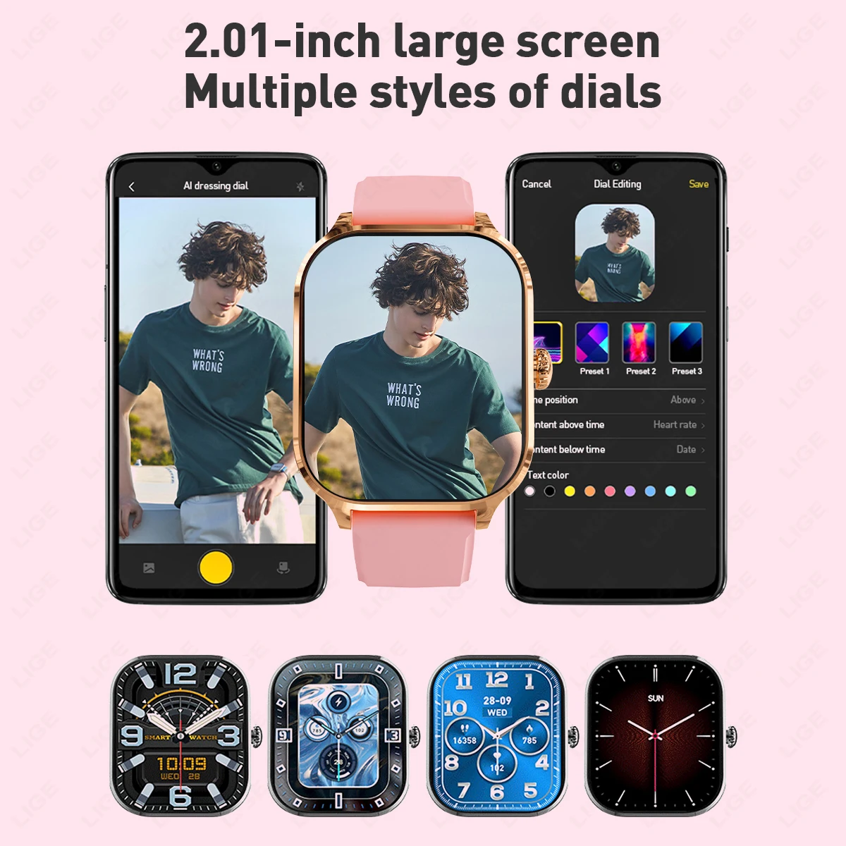 Reloj inteligente LIGE 2025 para mujer, pantalla Ultra HD de 2,01 pulgadas, llamada Bluetooth, pulsera deportiva para Fitness, Monitor de ritmo cardíaco y salud, reloj inteligente nuevo