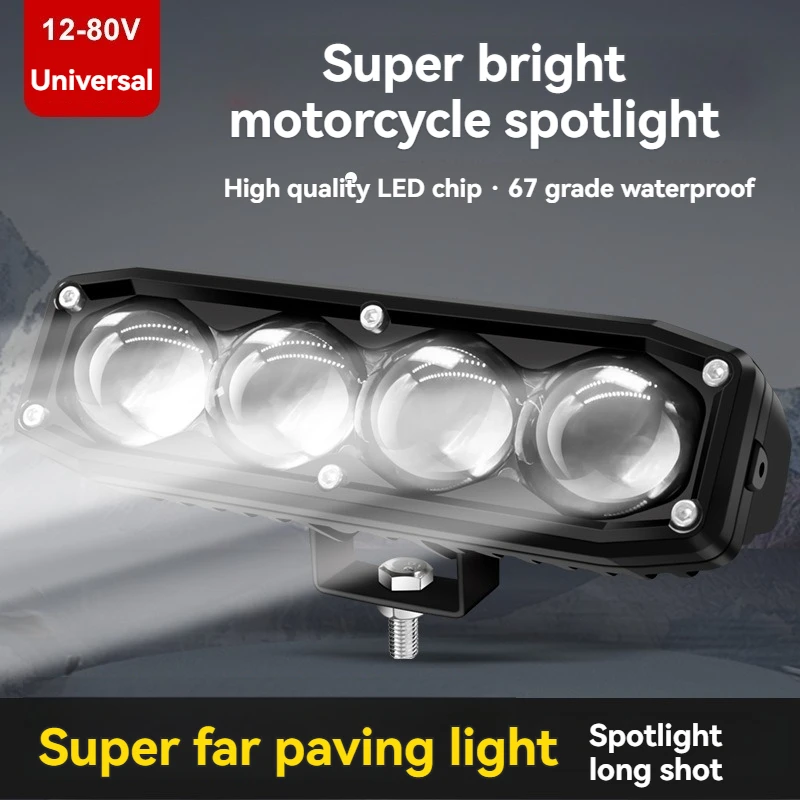 

4Led Motorcycle Spotlight 12/24V Amber Foglight Frok Tube External Headlamp for Touring Sport Bike Cruiser Dual Color Spot Light