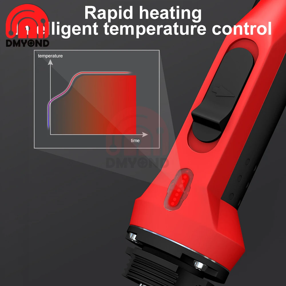 Soldador eléctrico de 100W con enchufe europeo y estadounidense, luz indicadora LED de calentamiento rápido, herramientas de reparación de puntas